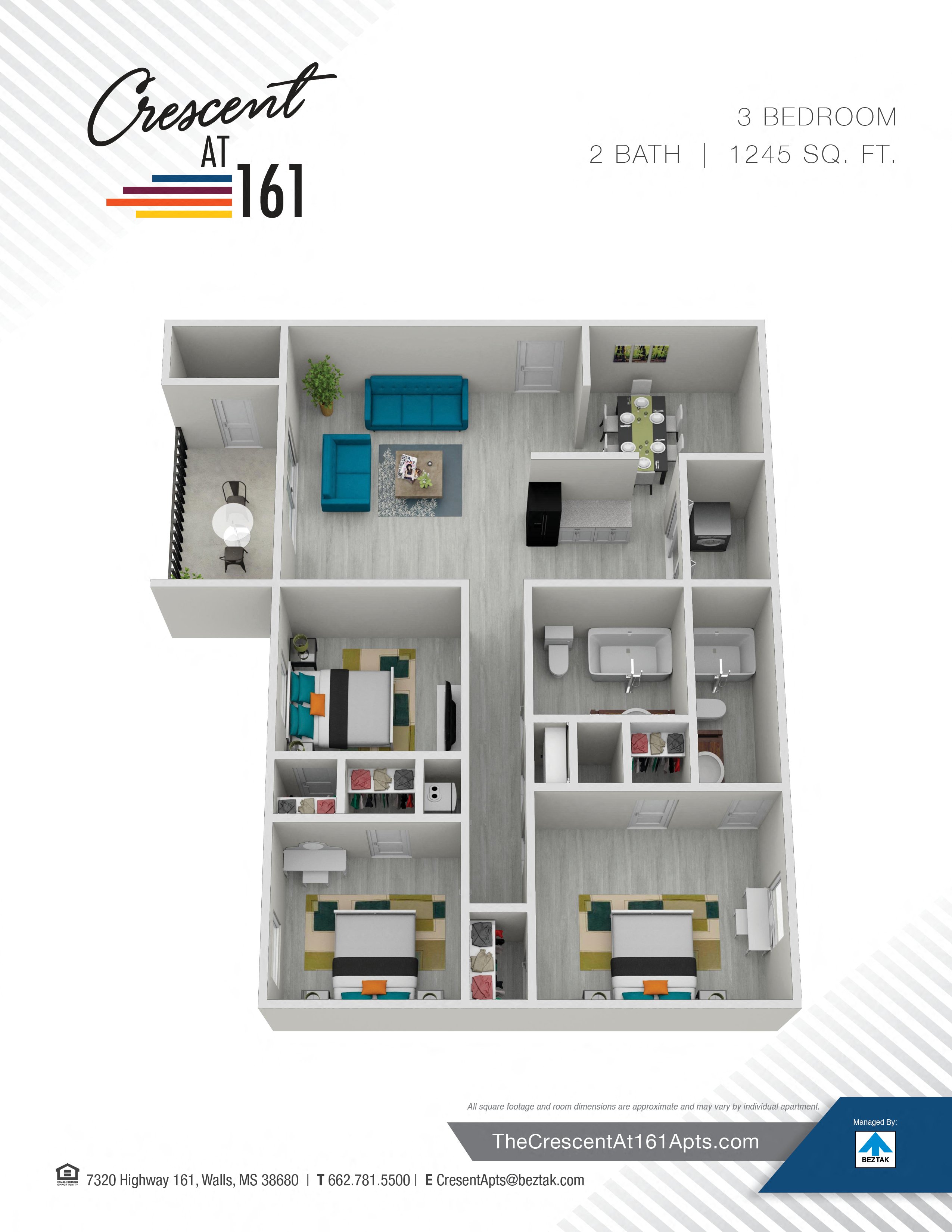 Renovated 3 Bedroom 2 Bath floor plan